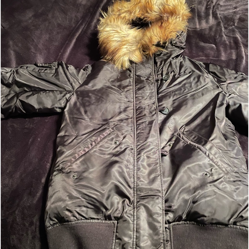 S13 faux fur hooded bomber L